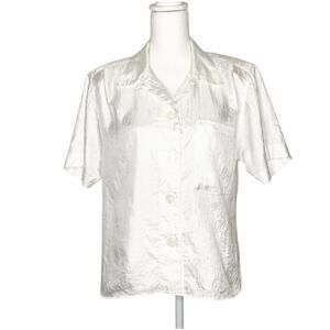 Diane Von Furstenberg Vintage White Crinkle Short Sleeve Button Down Top 12
